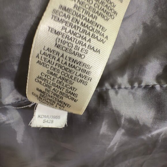 DKNY Women’s Down Puffer Jacket Small Gray Metallic Hooded Warm Winter Coat - Picture 8 of 8